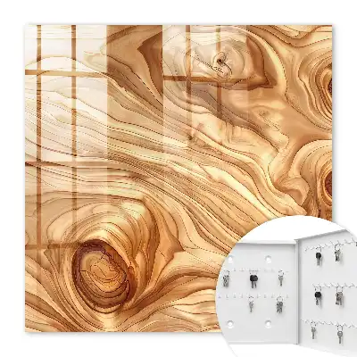Decorative key box Wooden waves in warm tones