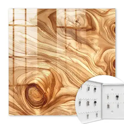 Decorative key box Wooden waves in warm tones