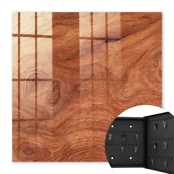 Wall mounted key cabinet Warm brown wooden texture