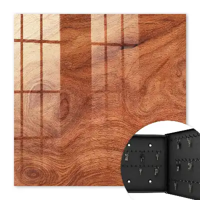 Wall mounted key cabinet Warm brown wooden texture