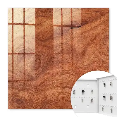 Wall mounted key cabinet Warm brown wooden texture