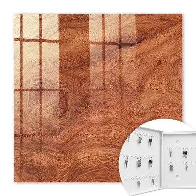 Wall mounted key cabinet Warm brown wooden texture