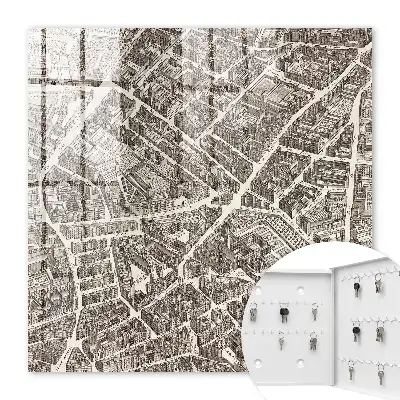 Decorative key box A city map in a classic tone
