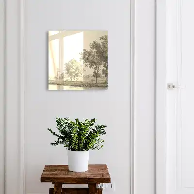 Wall mounted key box Park with a pagoda and trees