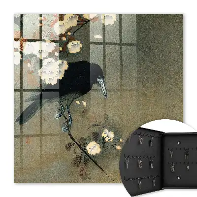 Decorative key box Ohara koson crow and cherry blossoms