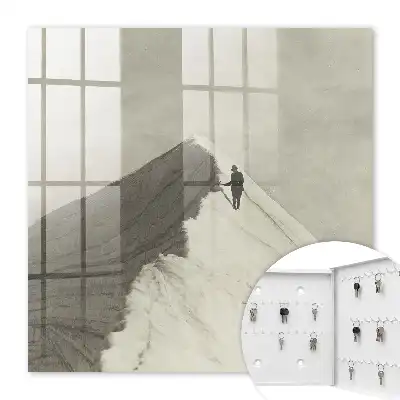 Wall mounted key cabinet Mountain climbing emphasizing solitude