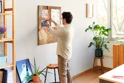 Wall cork memo board with natural wood texture