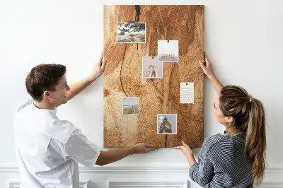 Wall cork memo board with natural wood texture