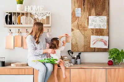 Wall cork memo board with natural wood texture