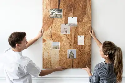 Wall cork memo board with natural wood texture
