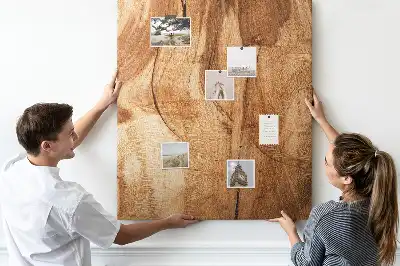 Wall cork memo board with natural wood texture