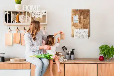 Wall cork memo board with natural wood texture