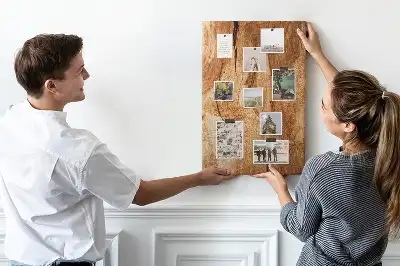 Wall cork memo board with natural wood texture