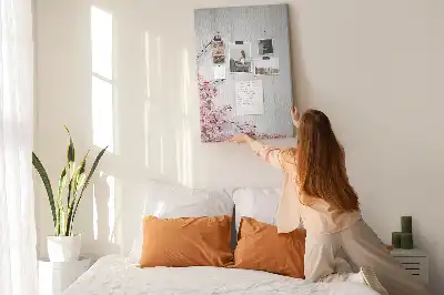 Floral pattern cork note board on wood