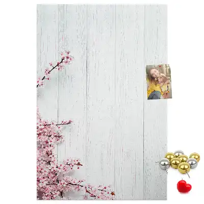 Floral pattern cork note board on wood