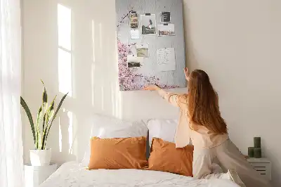Floral pattern cork note board on wood
