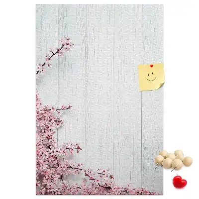 Floral pattern cork note board on wood