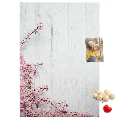 Floral pattern cork note board on wood