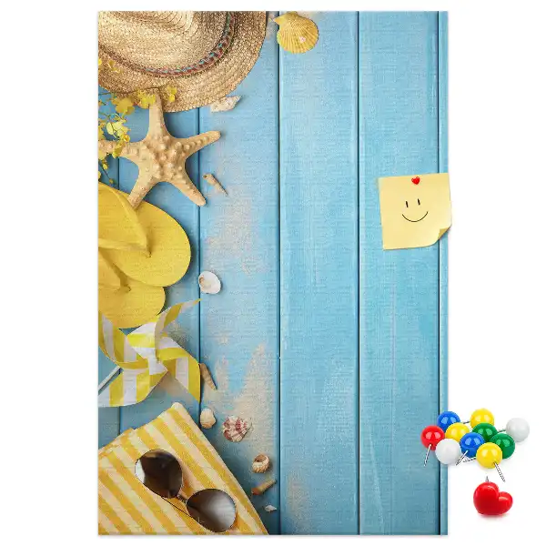 Wall cork memo board with beach elements