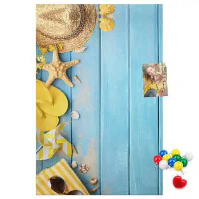 Wall cork memo board with beach elements
