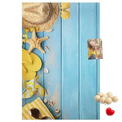 Wall cork memo board with beach elements