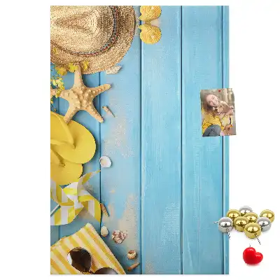 Wall cork memo board with beach elements