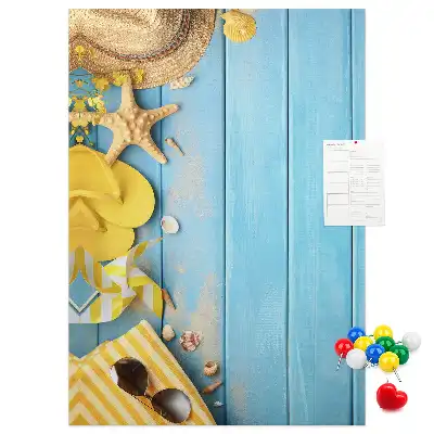 Wall cork memo board with beach elements