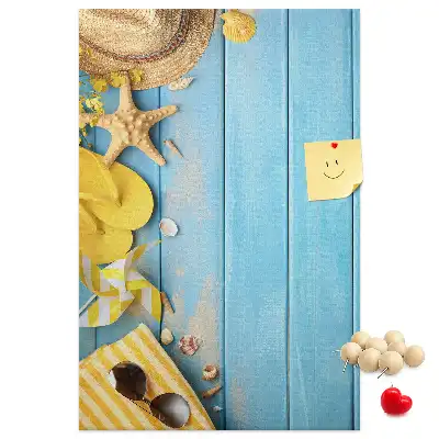 Wall cork memo board with beach elements