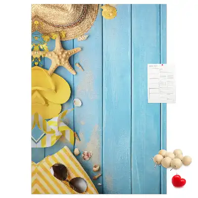 Wall cork memo board with beach elements