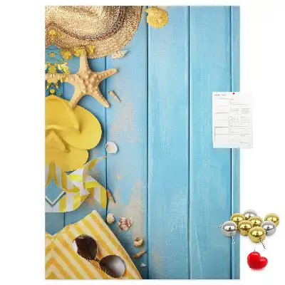 Wall cork memo board with beach elements