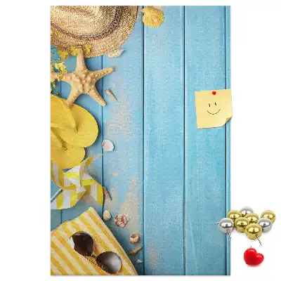 Wall cork memo board with beach elements