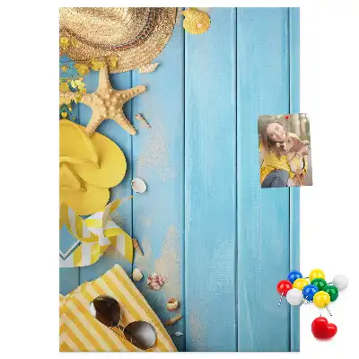 Wall cork memo board with beach elements