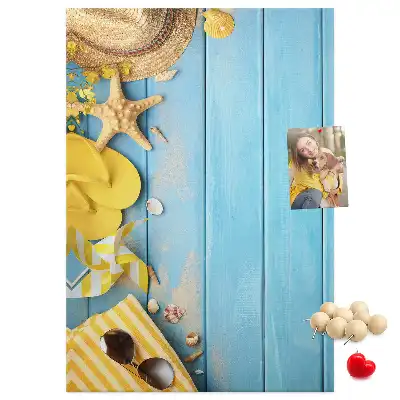 Wall cork memo board with beach elements
