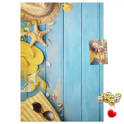 Wall cork memo board with beach elements