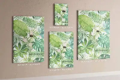 Cork pin board with watercolor forest leaves design