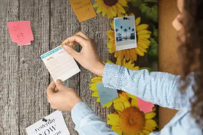 Sunflowers on a wood background cork pin board