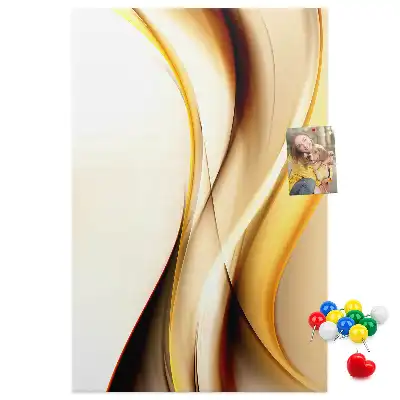 Cork pin board Abstraction with a golden wave