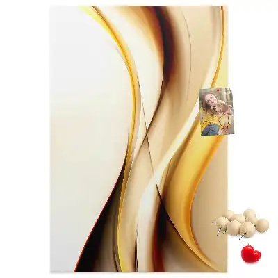 Cork pin board Abstraction with a golden wave