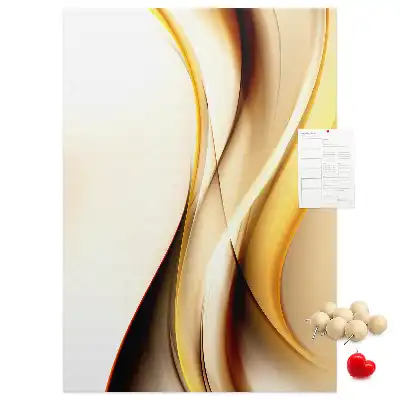 Cork pin board Abstraction with a golden wave