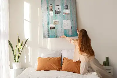 Aged retro wood wall cork memo board