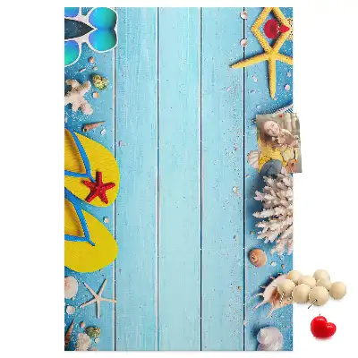 Cork pin board Summer vacation time