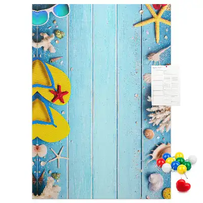 Cork pin board Summer vacation time