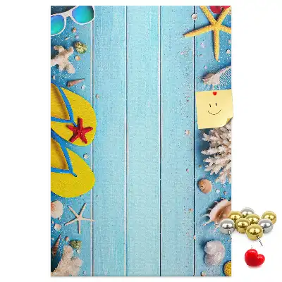 Cork pin board Summer vacation time