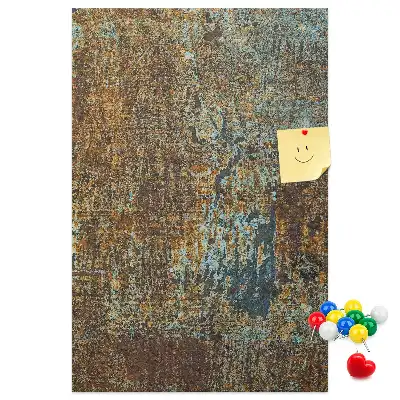 Wall cork memo board with rusty metal frame