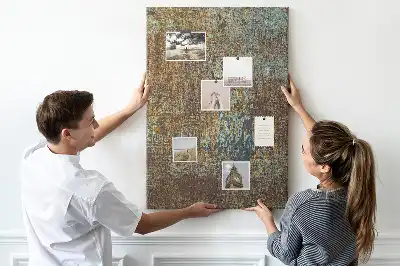 Wall cork memo board with rusty metal frame