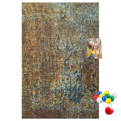 Wall cork memo board with rusty metal frame