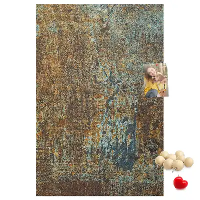 Wall cork memo board with rusty metal frame