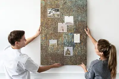 Wall cork memo board with rusty metal frame