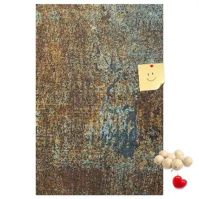 Wall cork memo board with rusty metal frame