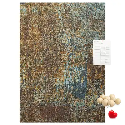 Wall cork memo board with rusty metal frame